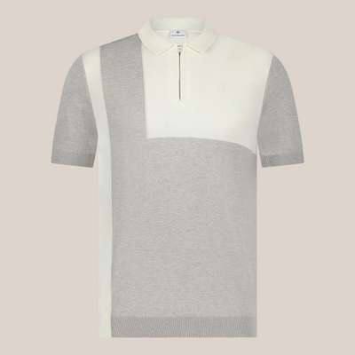 Gotstyle Fashion Blue Industry Colour Block Zip Neck Polo - Grey