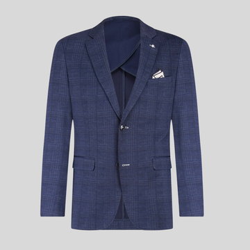 Glen Check Jersey Blazer - Navy
