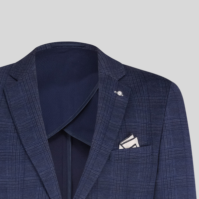 Glen Check Jersey Blazer - Navy