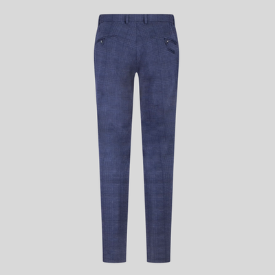 Glen Check Drawstring Jersey Chinos - Navy
