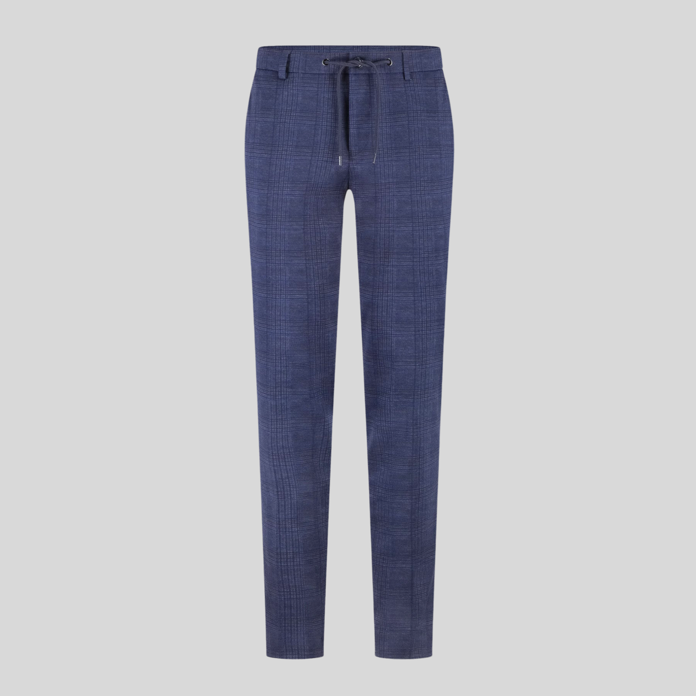 Glen Check Drawstring Jersey Chinos - Navy