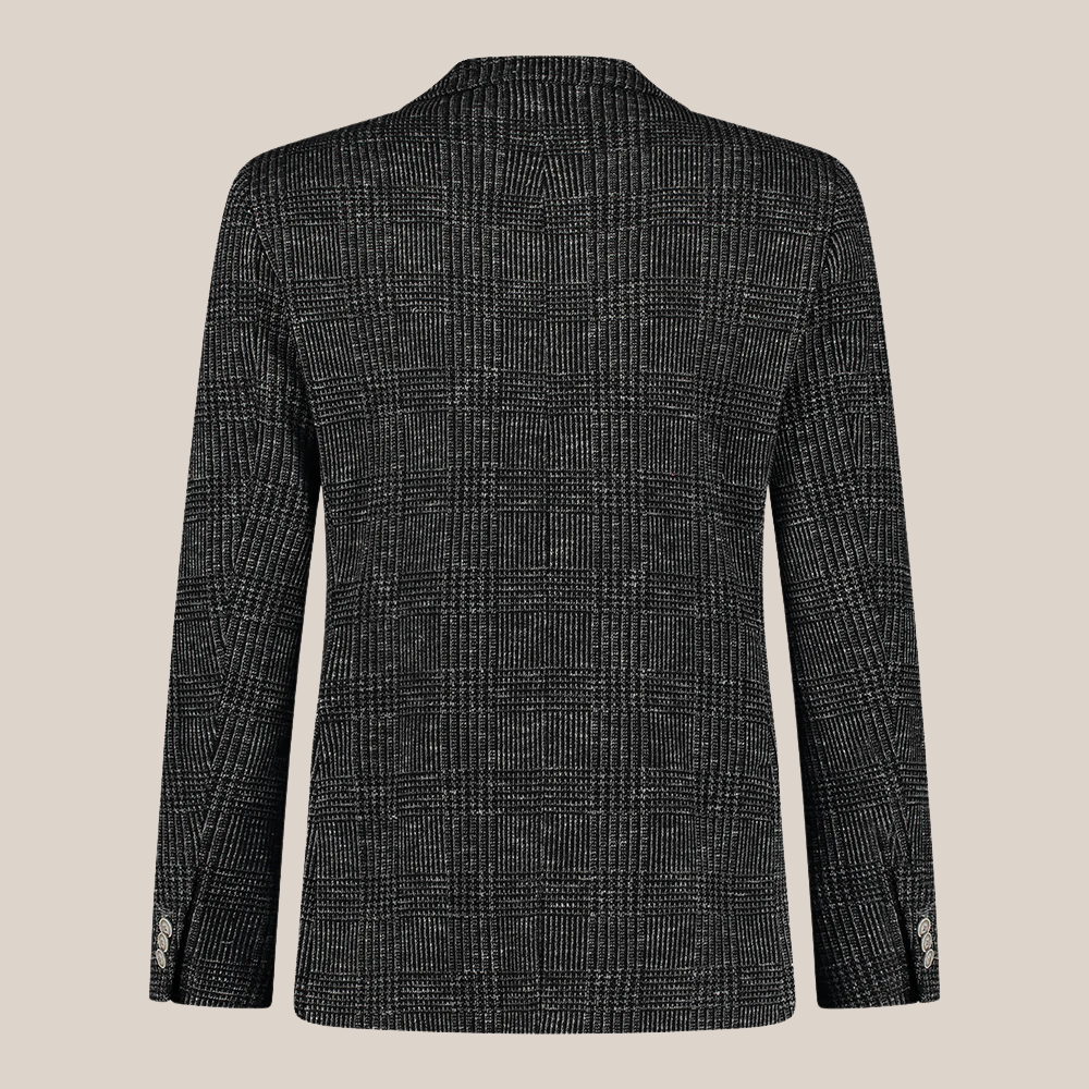 Melange Glen Check Jersey Blazer - Black
