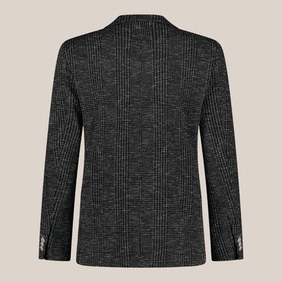 Melange Glen Check Jersey Blazer - Black