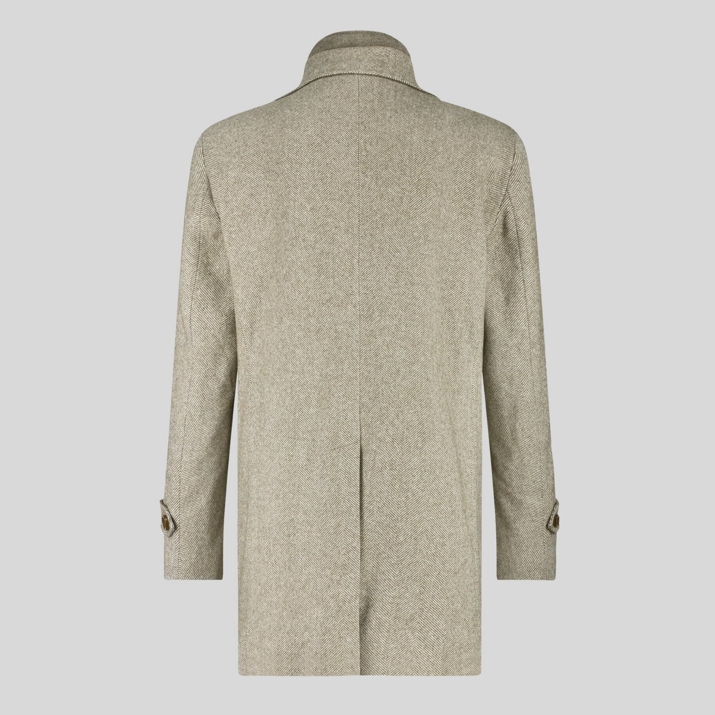 Herringbone Wool Blend Topcoat - Brown