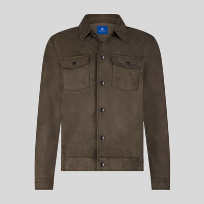 Micro Suede Look Trucker Jacket - Brown