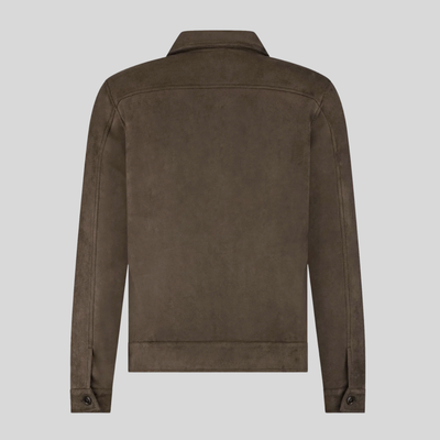 Micro Suede Look Trucker Jacket - Brown
