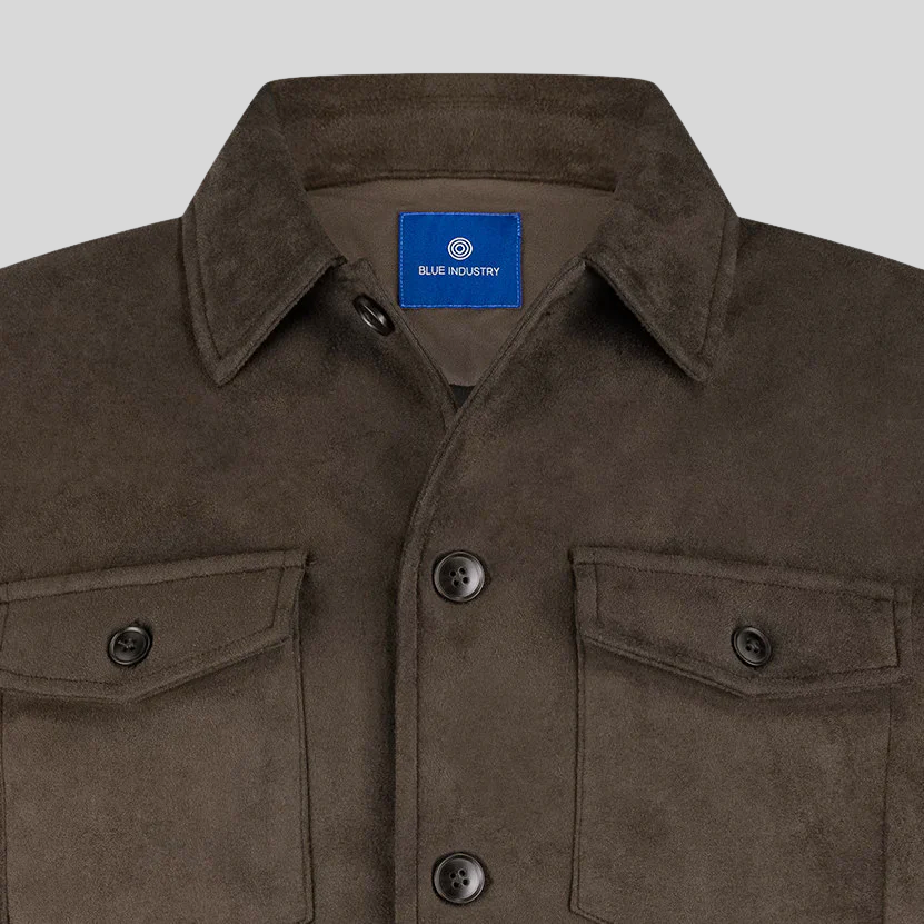 Micro Suede Look Trucker Jacket - Brown