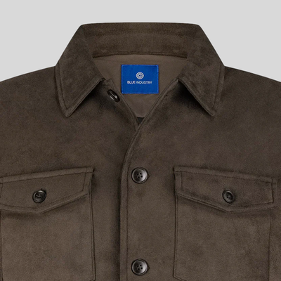 Micro Suede Look Trucker Jacket - Brown