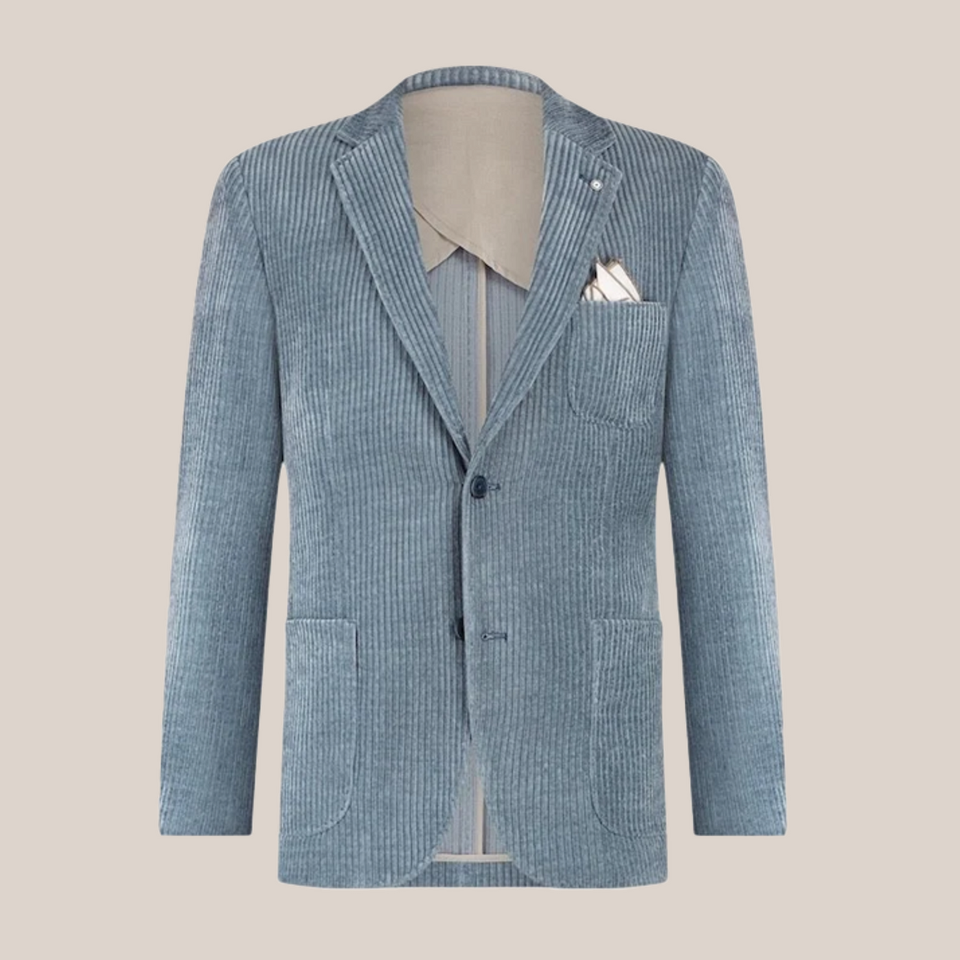Wide Cord Patch Pocket Jersey Blazer - Blue
