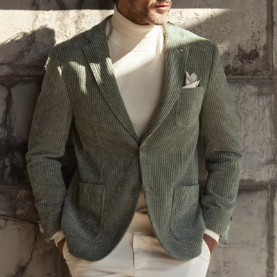 Wide Cord Patch Pocket Jersey Blazer - Green