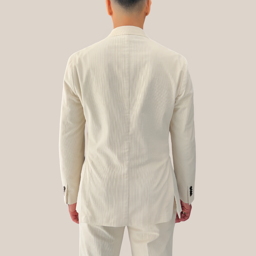 Corduroy Patch Pocket Stretch Cotton Suit - Cream