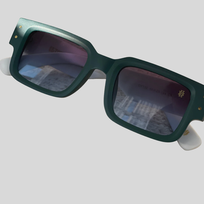 Gotstyle Fashion Hip and Bone Eli Thick Square Frame Shades - Green/White