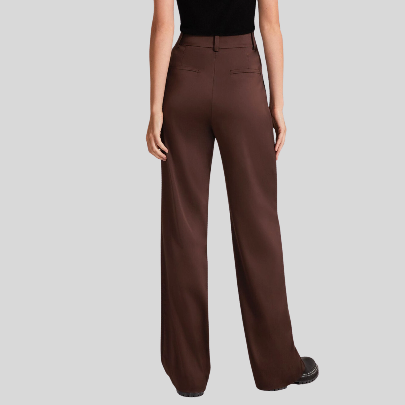 Gotstyle Fashion - Favorite Daughter Pants Satiny High Waist Wide-Leg Pleated Pant - Brown