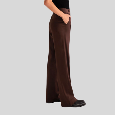 Gotstyle Fashion - Favorite Daughter Pants Satiny High Waist Wide-Leg Pleated Pant - Brown