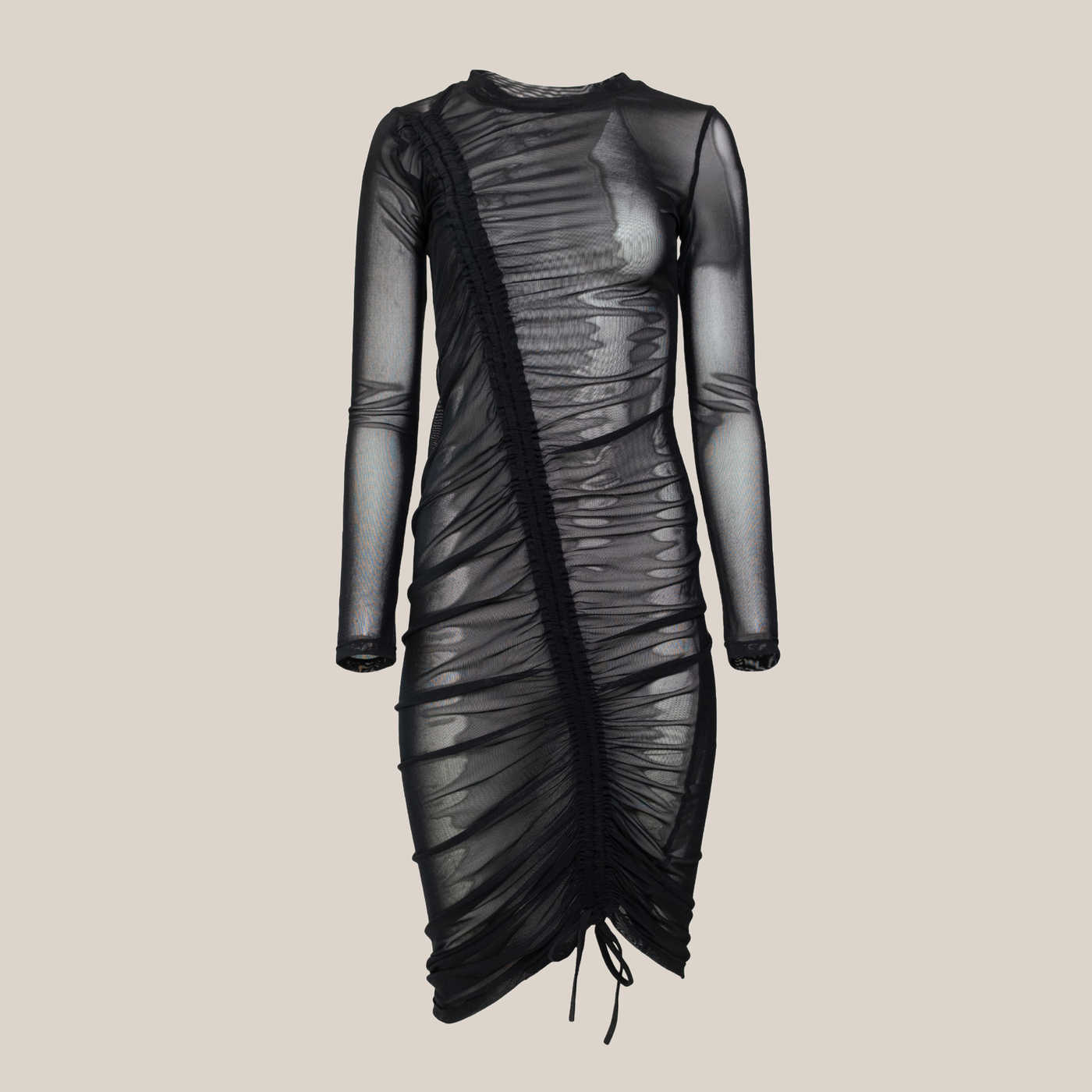 Gotstyle Fashion - Hilary MacMillan Dresses Long Sleeve Ruched Mesh Dress - Black