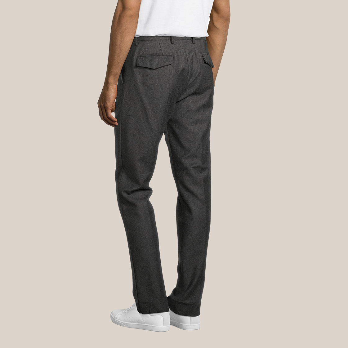 Flannel Drawstring Trousers - Grey