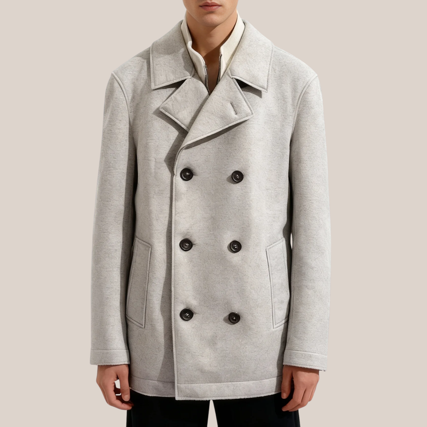 Merino Wool / Neoprene Peacoat - Grey