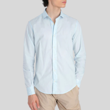 Fine Cotton Spread Collar Shirt - Light Blue