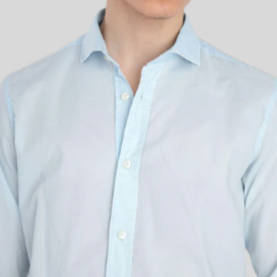 Fine Cotton Spread Collar Shirt - Light Blue