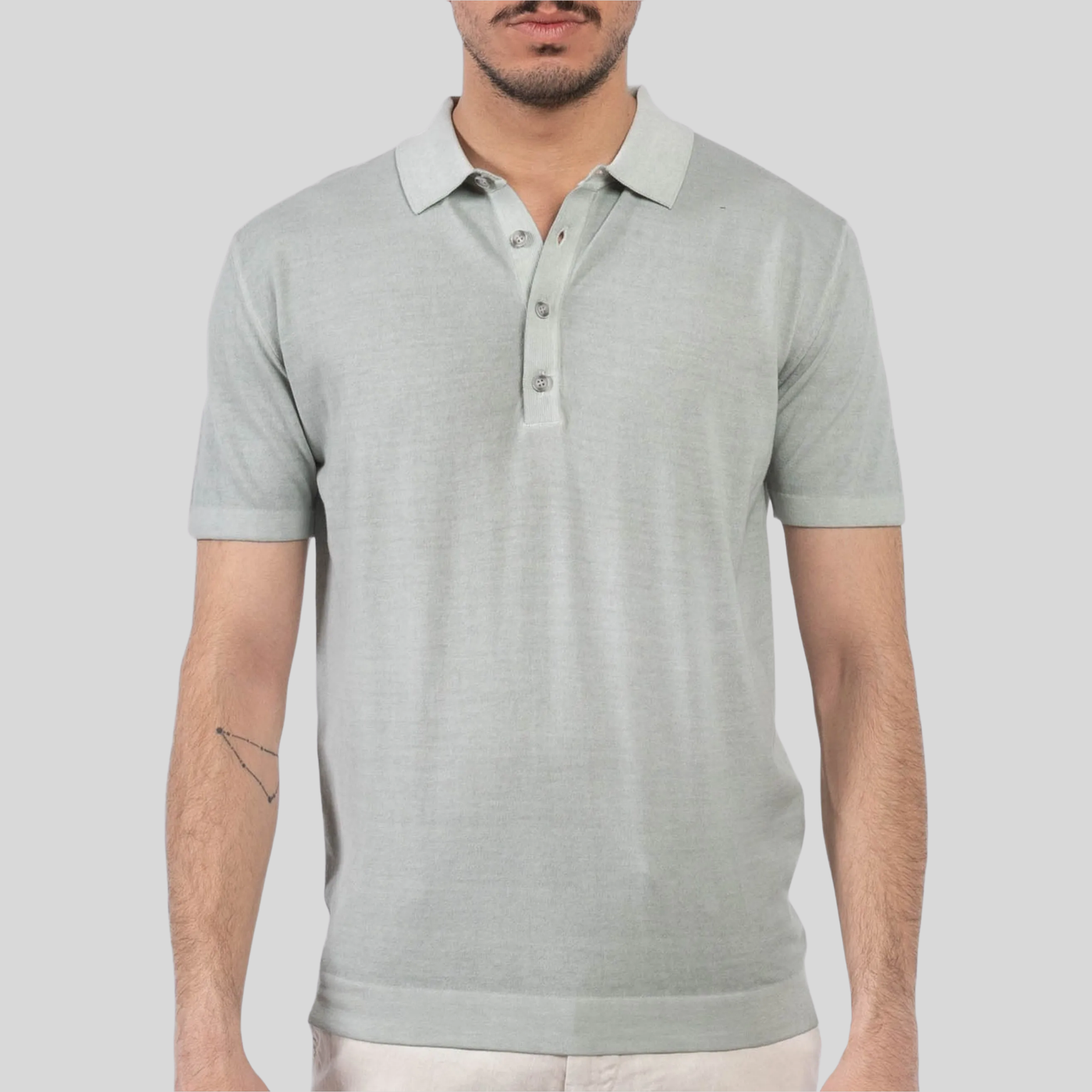 Garment Dyed Cotton Crepe Polo - Sage