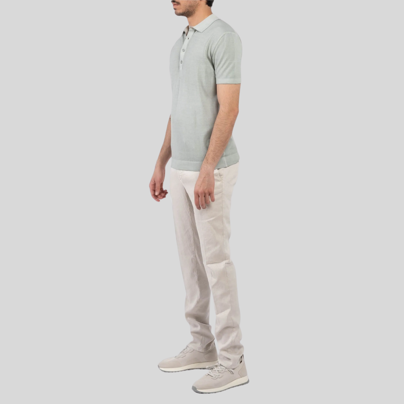 Garment Dyed Cotton Crepe Polo - Sage