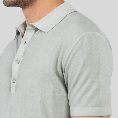 Garment Dyed Cotton Crepe Polo - Sage