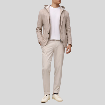 Knit Jersey Blazer Removable Hoodie Inlay - Oat