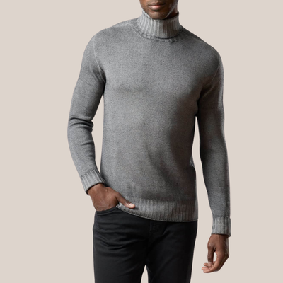 Garment Dyed Wool Turtleneck - Grey