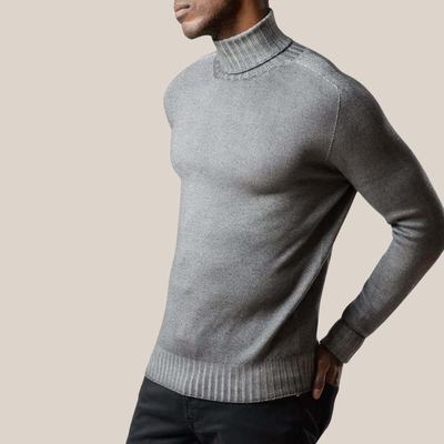 Garment Dyed Wool Turtleneck - Grey