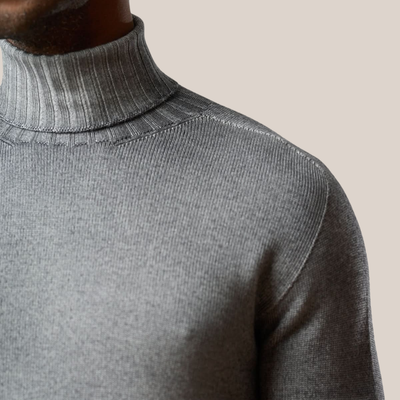 Garment Dyed Wool Turtleneck - Grey