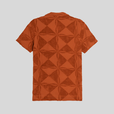 Gotstyle Fashion - OAS Polos Geometric Design Jacquard Knit Terry Polo - Brick