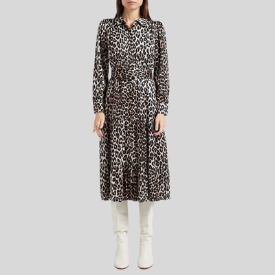 Leopard Print Maxi Shirt Dress - Tan - Gotstyle