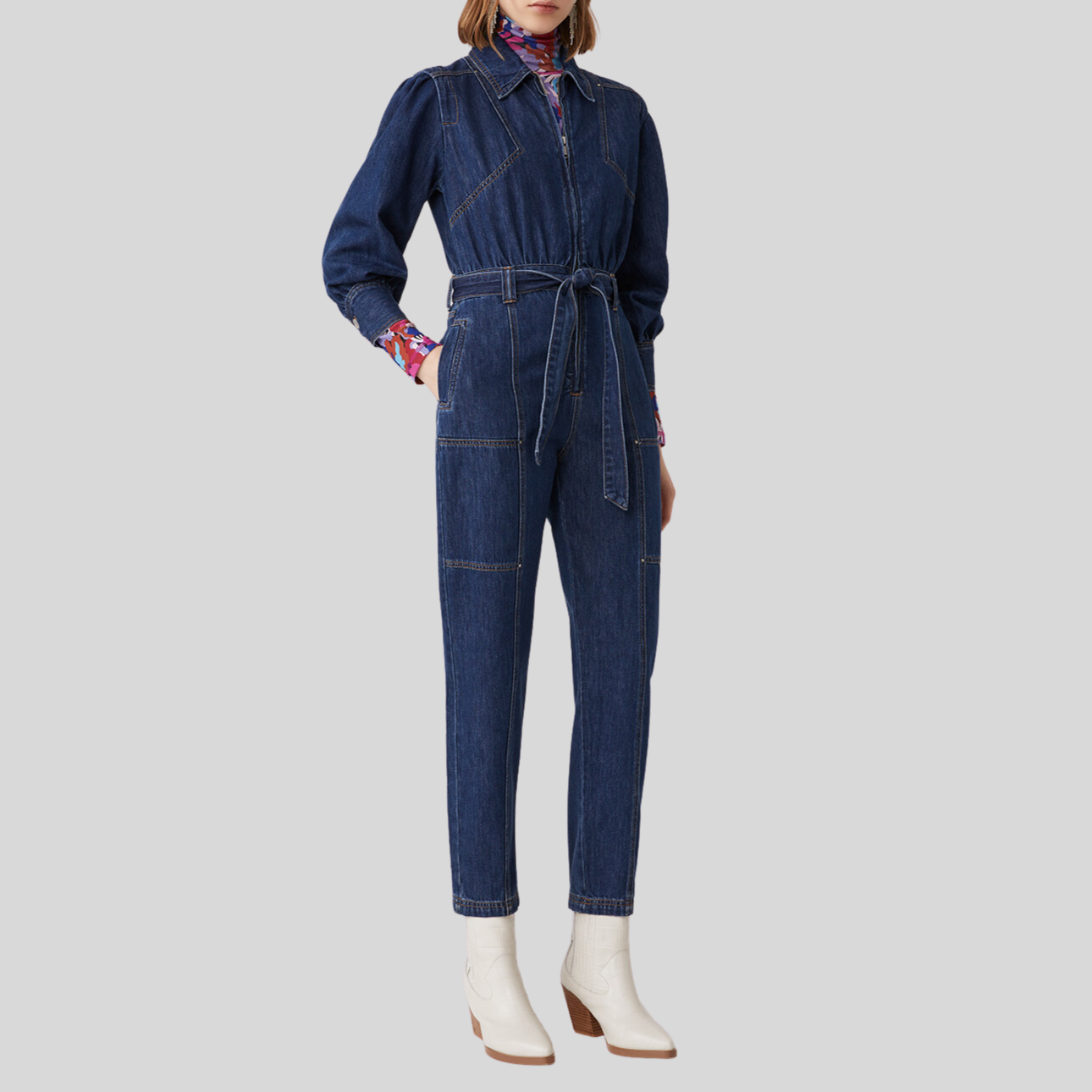 Gotstyle Fashion - Suncoo Jumpsuits Denim Front Zip Jumpsuit - Blue