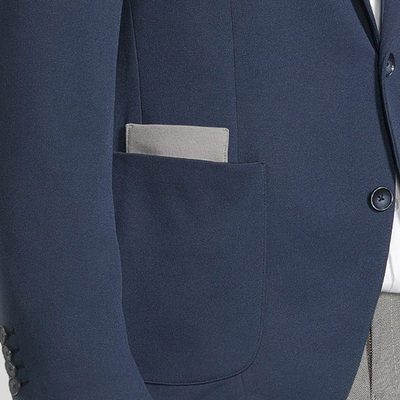 Gotstyle Fashion - Christopher Bates Blazers Patch Pocket Double Face Contrast Jersey Blazer - Navy