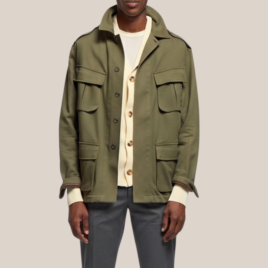 Cotton Stretch Field Jacket - Olive