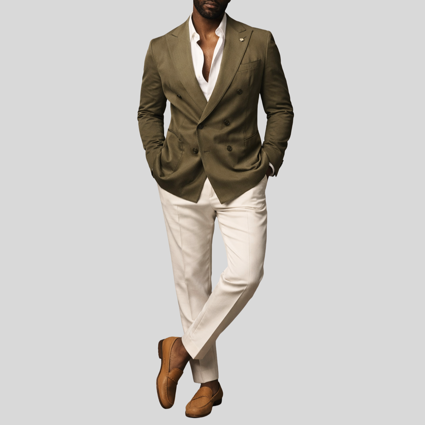 Jerry Key Patch Pocket Stretch Cotton Blazer Olive