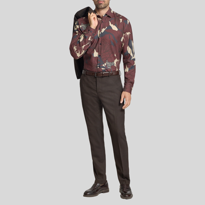 Bold Floral Print Shirt - Red