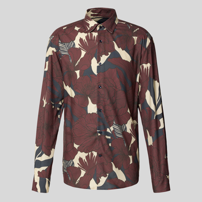 Bold Floral Print Shirt - Red
