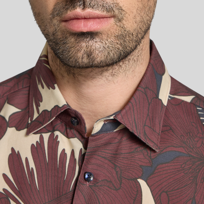 Bold Floral Print Shirt - Red