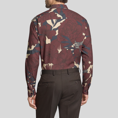 Bold Floral Print Shirt - Red