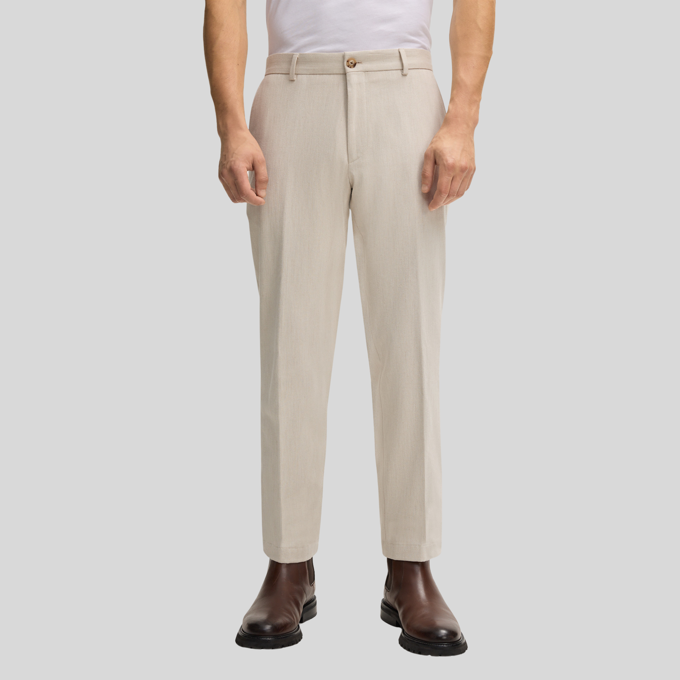 Slim Fit Narrow Leg Cotton Chinos - Beige