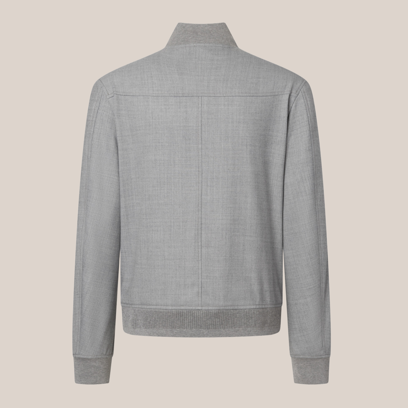 Wool Blend Stretch Dress Bomber - Light Grey