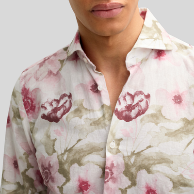 Gotstyle Fashion Joop! Floral Print Linen/Cotton Shirt - Red/Green