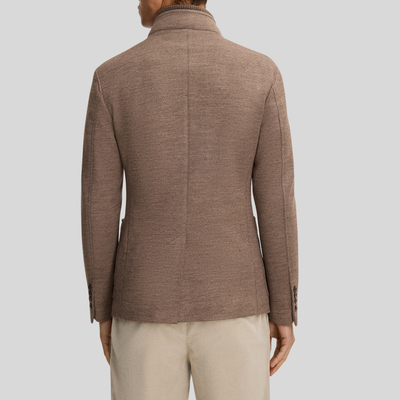 Jersey Knit Patch Pocket Blazer with Inlay - Mocha