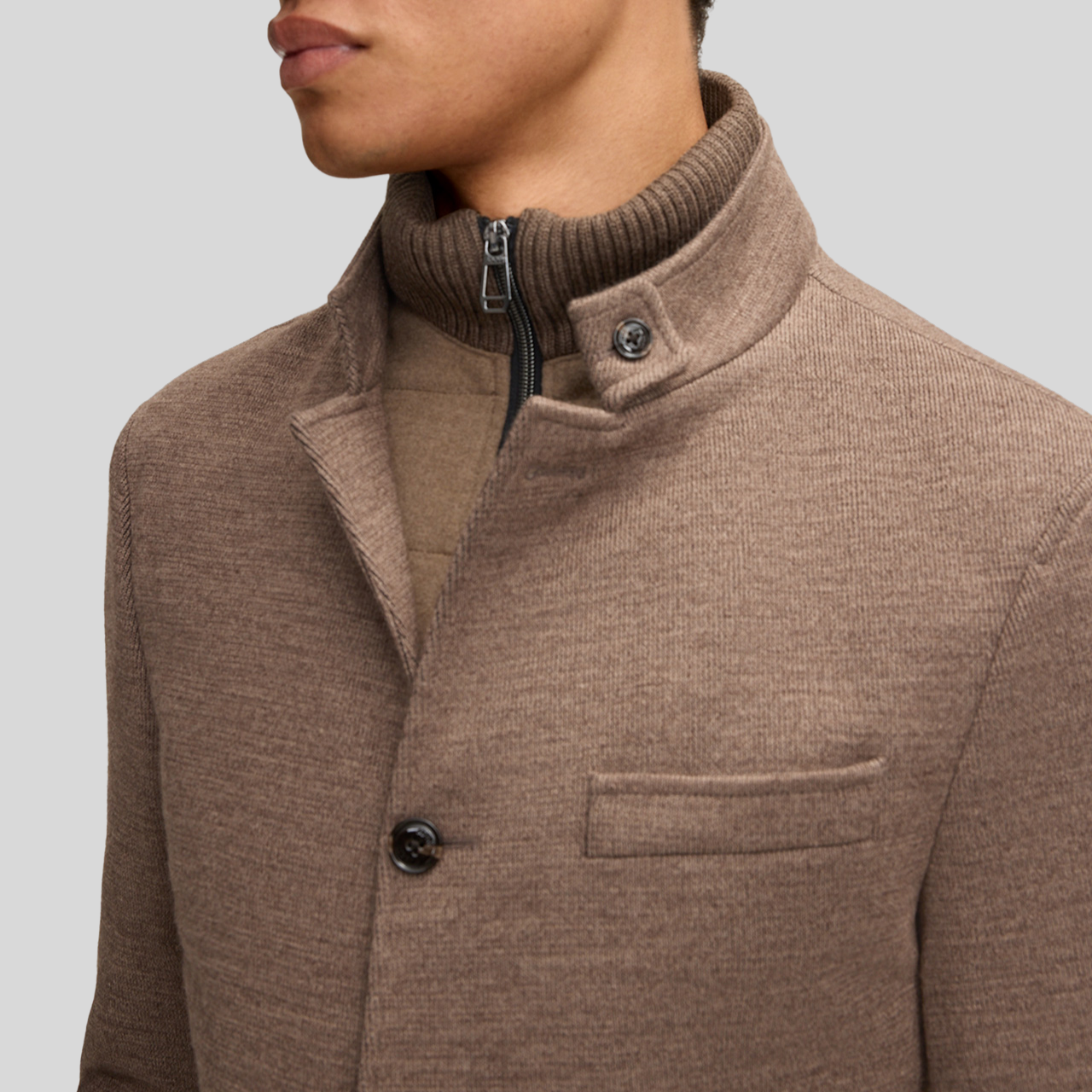 Gotstyle Fashion Joop! Jersey Knit Patch Pocket Blazer with Inlay - Mocha