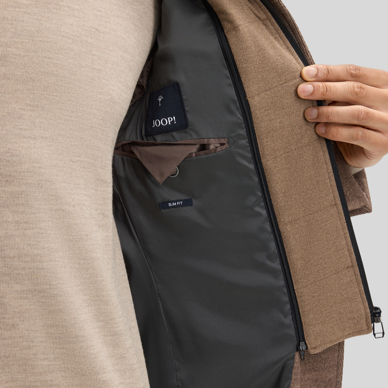 Jersey Knit Patch Pocket Blazer with Inlay - Mocha