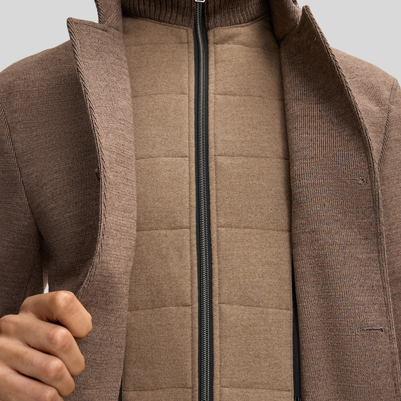 Jersey Knit Patch Pocket Blazer with Inlay - Mocha