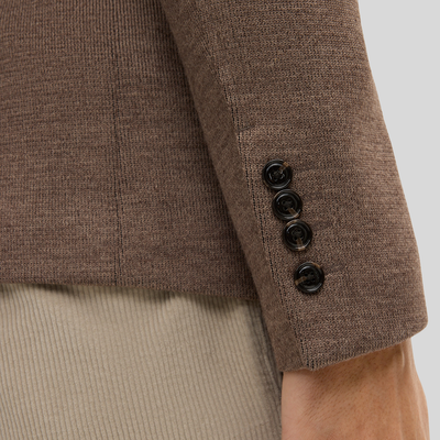 Jersey Knit Patch Pocket Blazer with Inlay - Mocha
