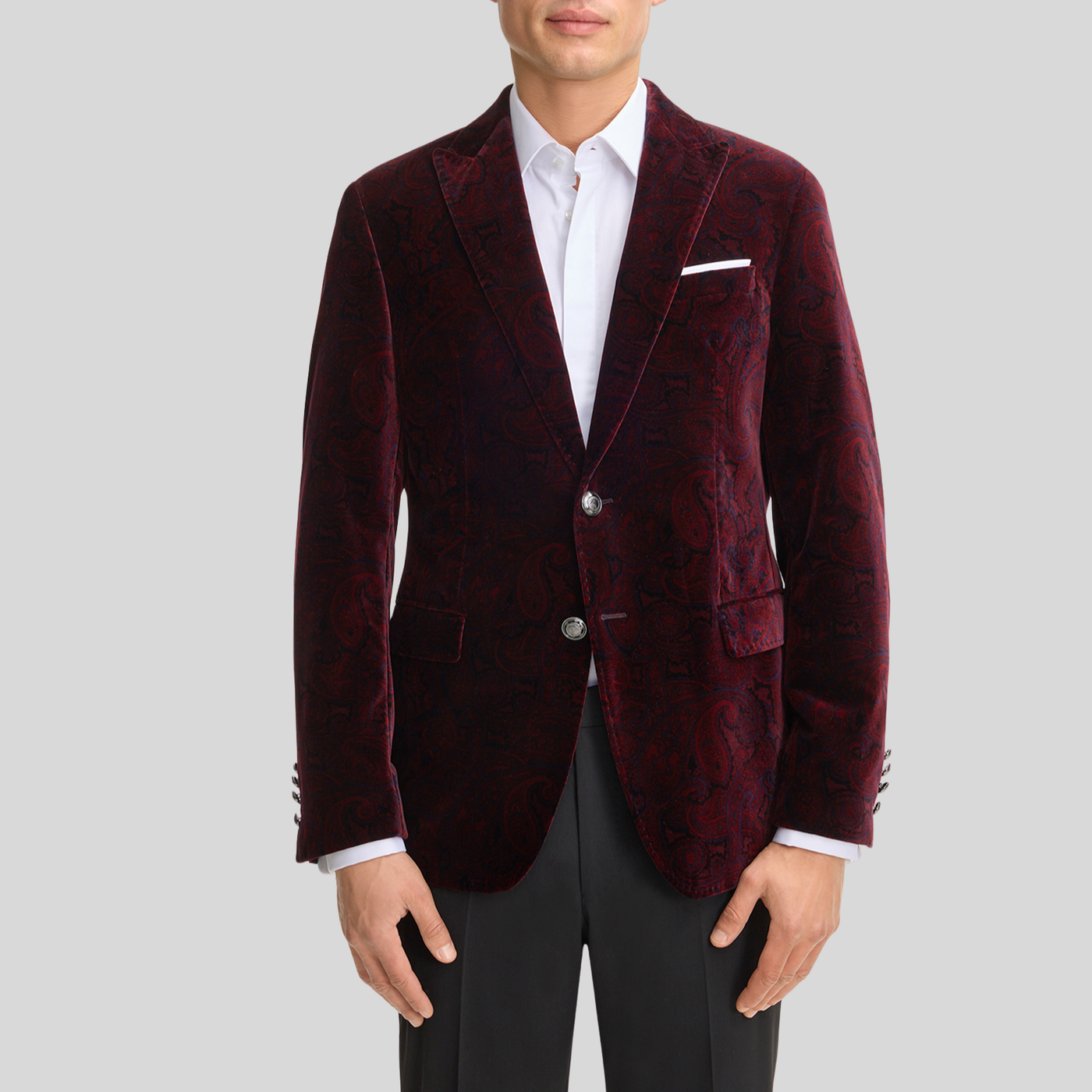 Shadow Paisley Velvet Dinner Jacket - Merlot