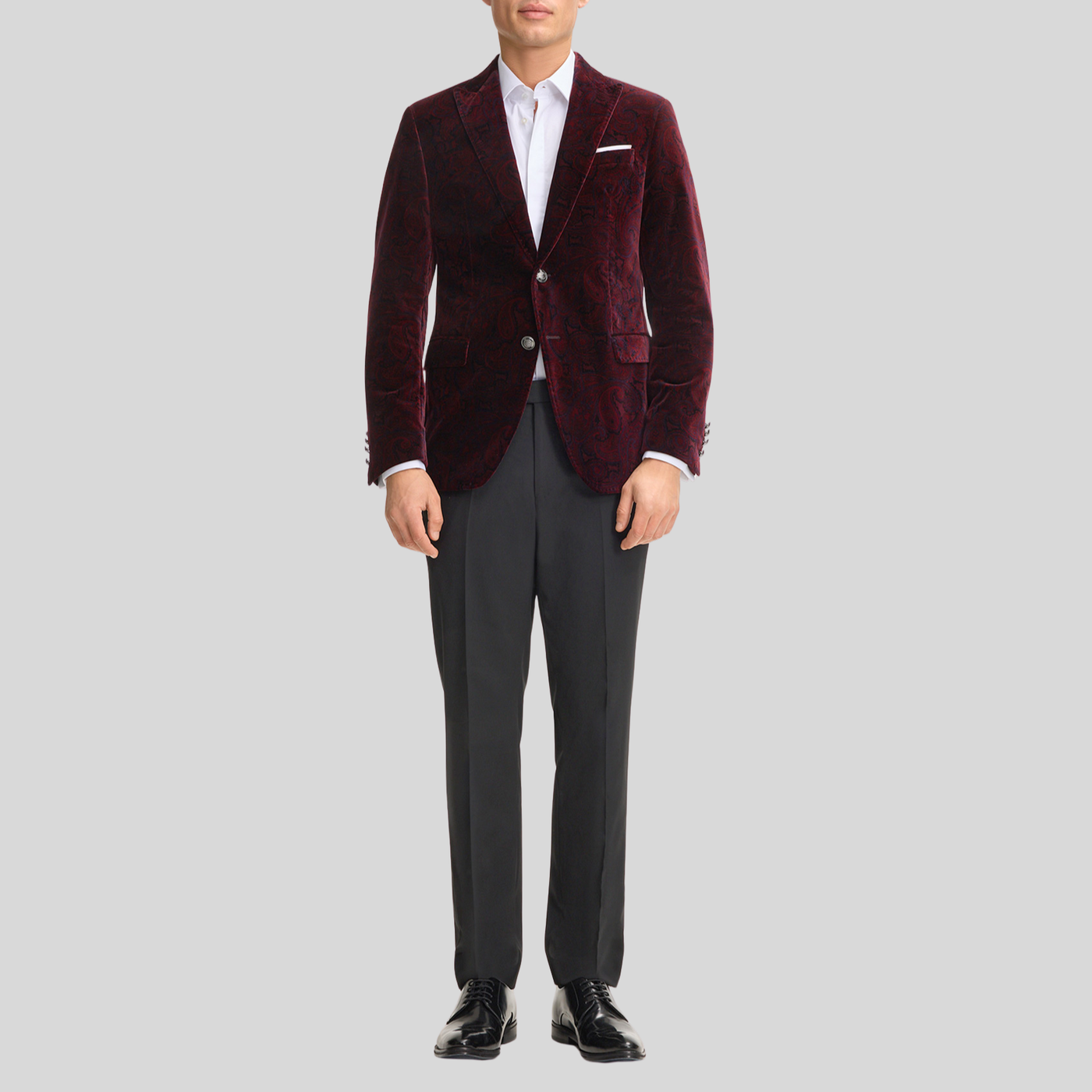 Shadow Paisley Velvet Dinner Jacket - Merlot